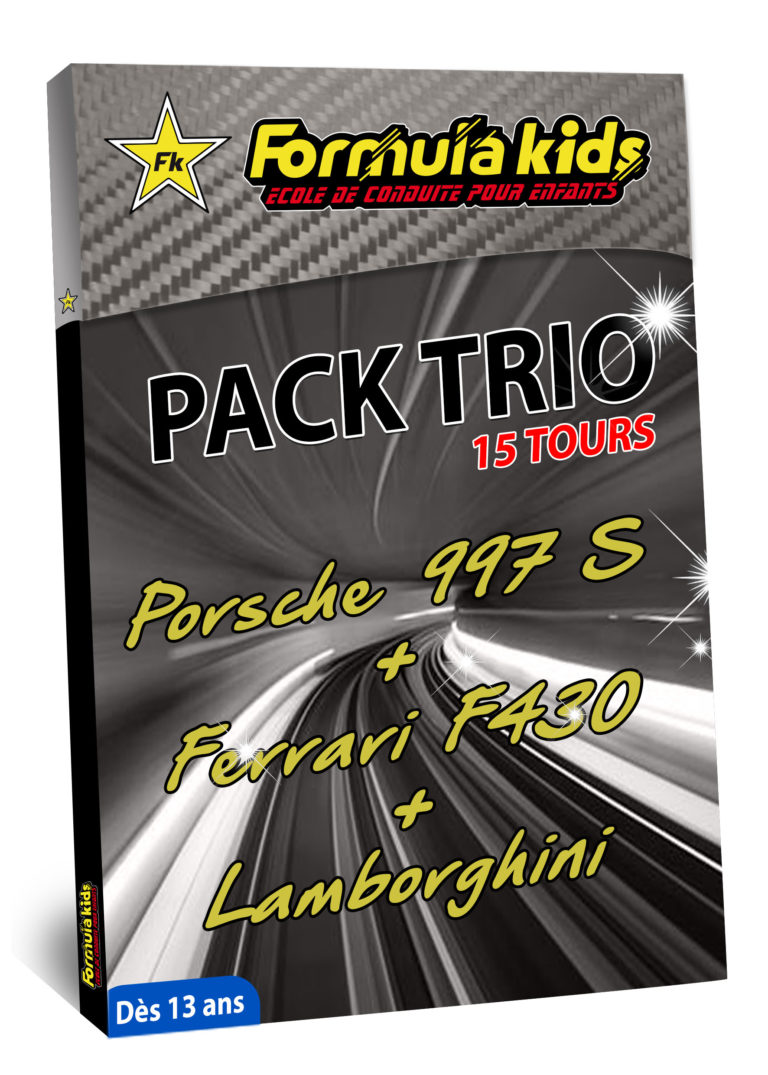 Pack Trio Argent 15 Tours - Conduire une Porsche Ferrari Lamborghini dès 13 ans - Formula Kids - Stage de conduite enfant