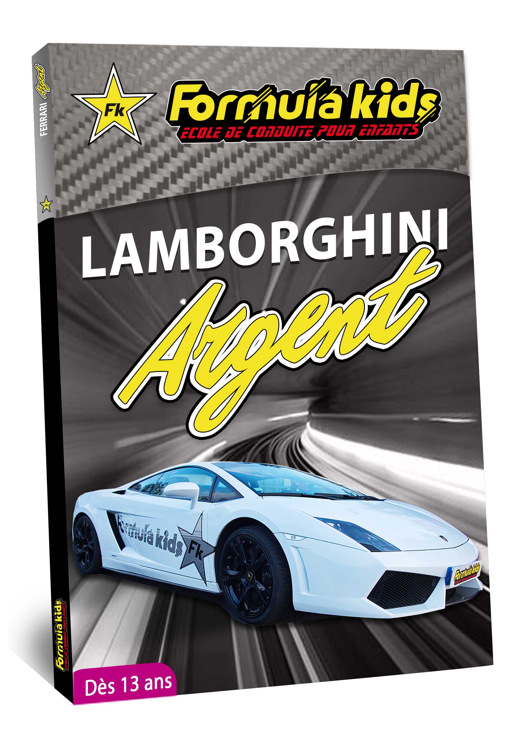 Lamborghini Argent - Conduire une Lamborghini dès 7 ans - Formula Kids - Stage de conduite enfant - Stage de pilotage sur As'Phalte - Stage Junior - Gallardo LP 560 - Cadeau - Idée anniversaire - Smart Box - Idée Cadeau - Loisir - Famille